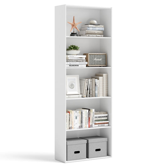 5-Shelf Storage Bookcase Modern Multi-Functional Display Cabinet-White Kids Crystal