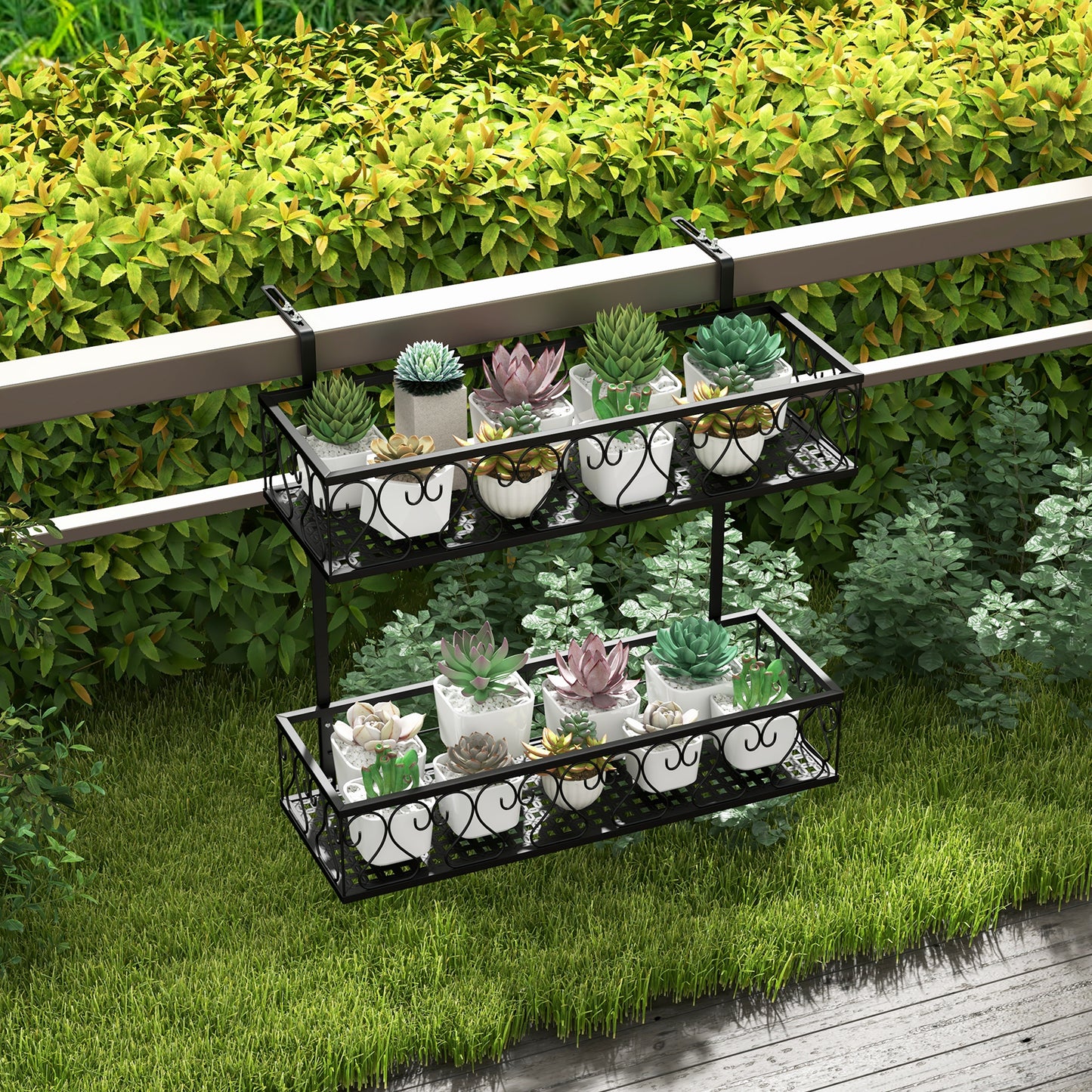 Flower Pot Holder with Adjustable Hooks and 2 Planter Baskets Kids Crystal