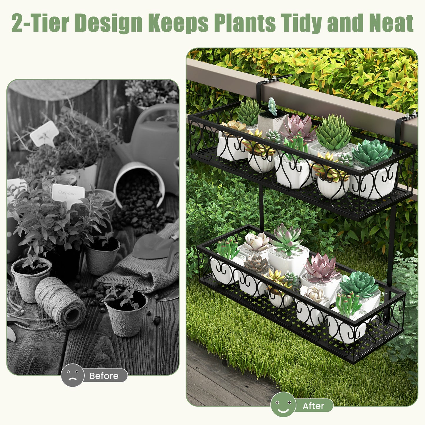Flower Pot Holder with Adjustable Hooks and 2 Planter Baskets Kids Crystal