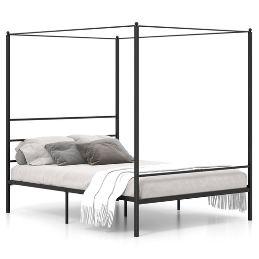 Twin/Full/Queen Size Metal Canopy Bed Frame with Slat Support-Queen Size Kids Crystal