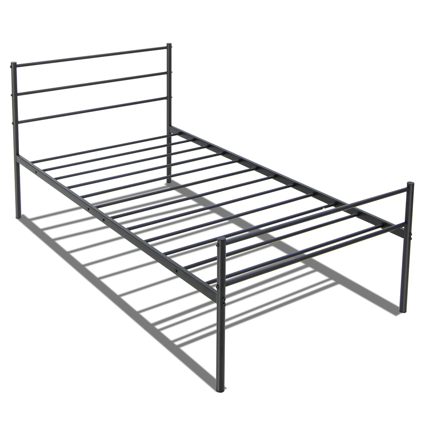 Twin Size Metal Bed Frame Platform with Headboard-Black Kids Crystal