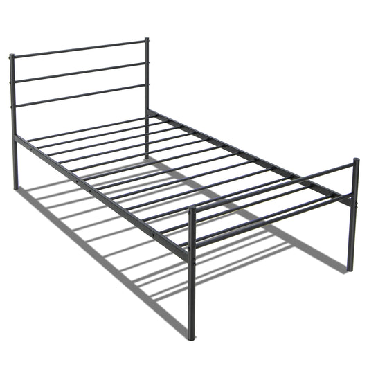 Twin Size Metal Bed Frame Platform with Headboard-Black Kids Crystal