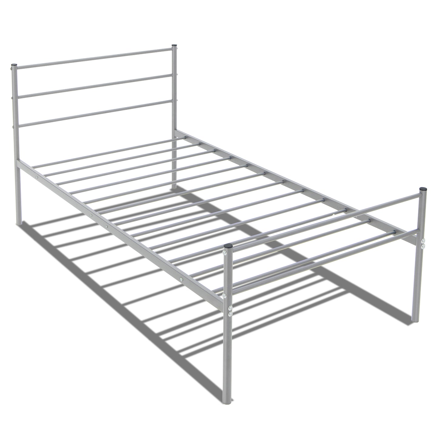 Twin Size Metal Bed Frame Platform with Headboard-Silver Kids Crystal