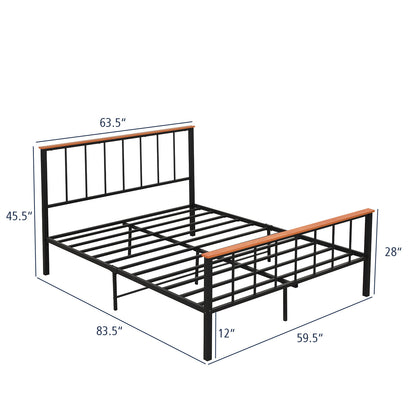 Full/Queen Bed Frame with Headboard and Footboard-Queen Size