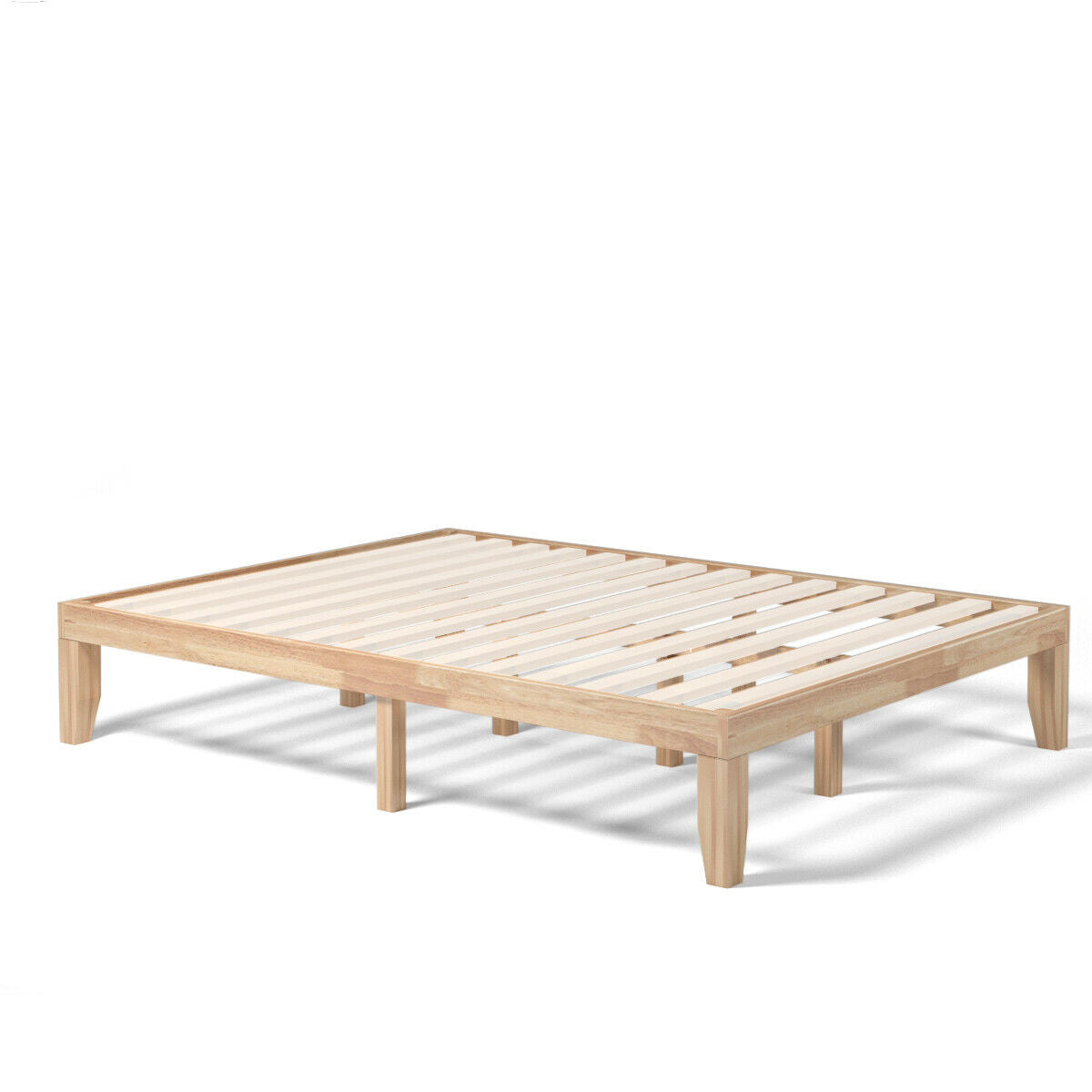Queen Size 14 Inch Wooden Bed Mattress Frame-Natural Kids Crystal