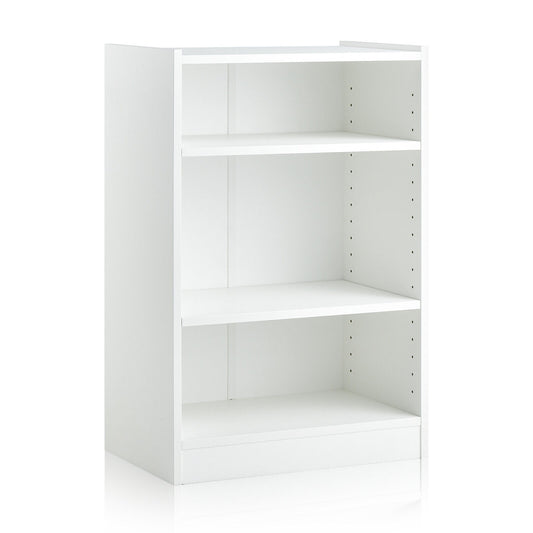3-Tier Bookcase Open Display Rack Cabinet with Adjustable Shelves-White Kids Crystal