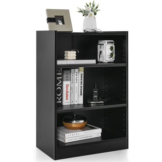 3-Tier Bookcase Open Display Rack Cabinet with Adjustable Shelves-Black Kids Crystal