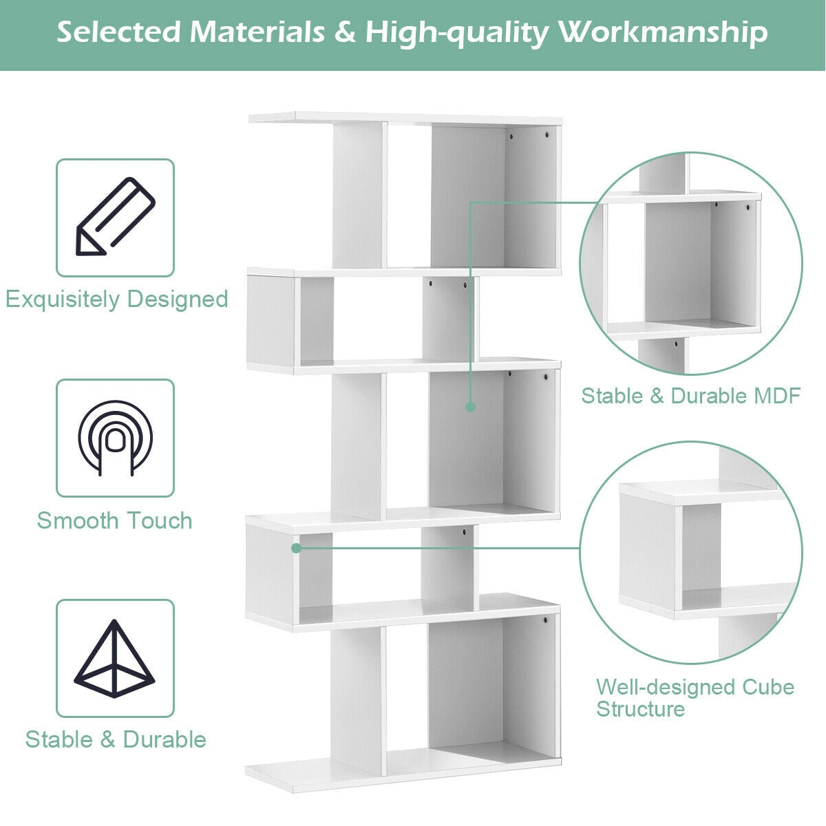 5 Cubes Ladder Shelf Corner Bookshelf Display Rack Bookcase-White Kids Crystal