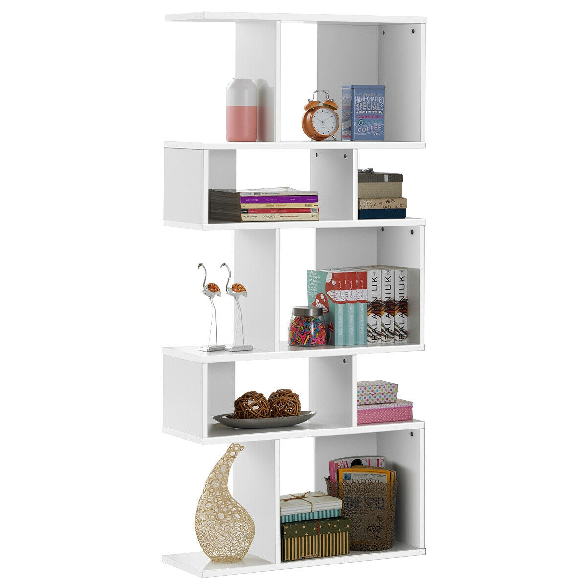 5 Cubes Ladder Shelf Corner Bookshelf Display Rack Bookcase-White Kids Crystal