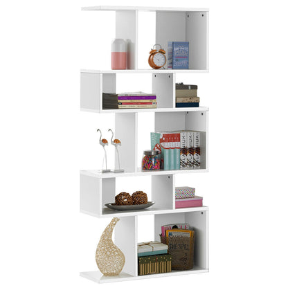 5 Cubes Ladder Shelf Corner Bookshelf Display Rack Bookcase-White