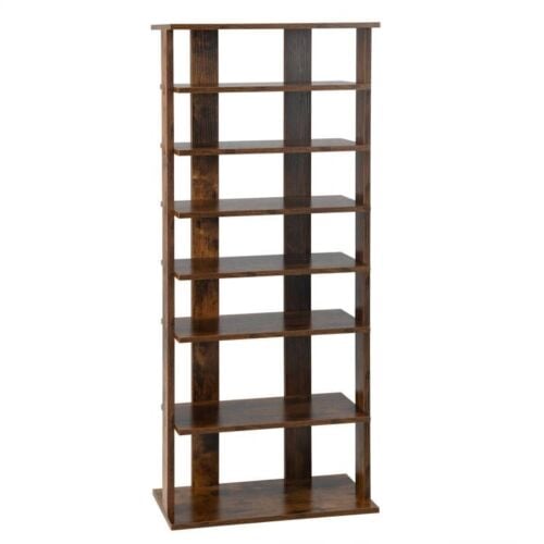 7 Tiers Vertical Shoe Rack for Front Door-Rustic Brown Kids Crystal