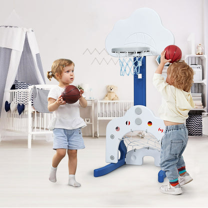 3 in 1 Kids Basketball Hoop Set with Balls-White