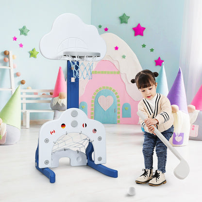 3 in 1 Kids Basketball Hoop Set with Balls-White