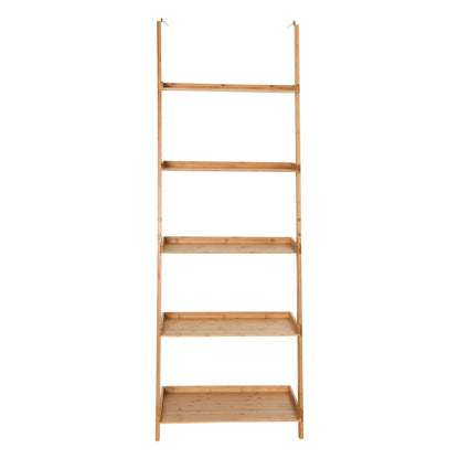 5-Tier Ladder Shelf Bamboo Bookshelf Wall-Leaning Storage Display Plant Stand-Natural