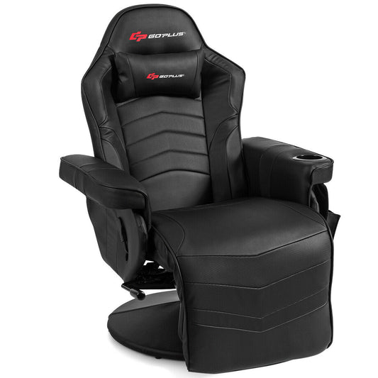 Ergonomic High Back Massage Gaming Chair with Pillow-Black Kids Crystal