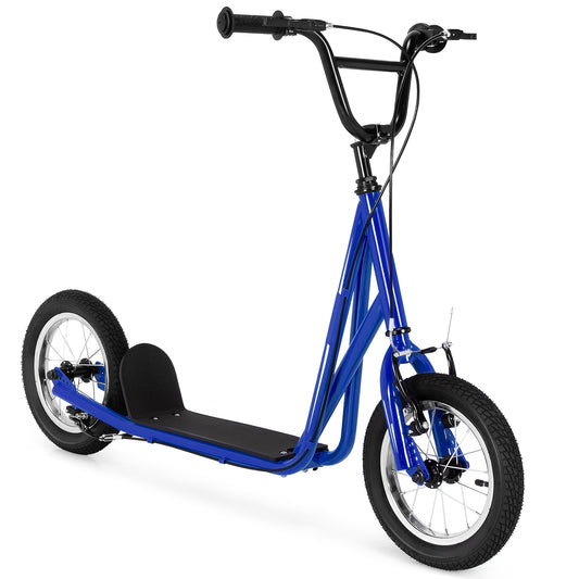 Height Adjustable Kid Kick Scooter with 12 Inch Air Filled Wheel-Navy Kids Crystal