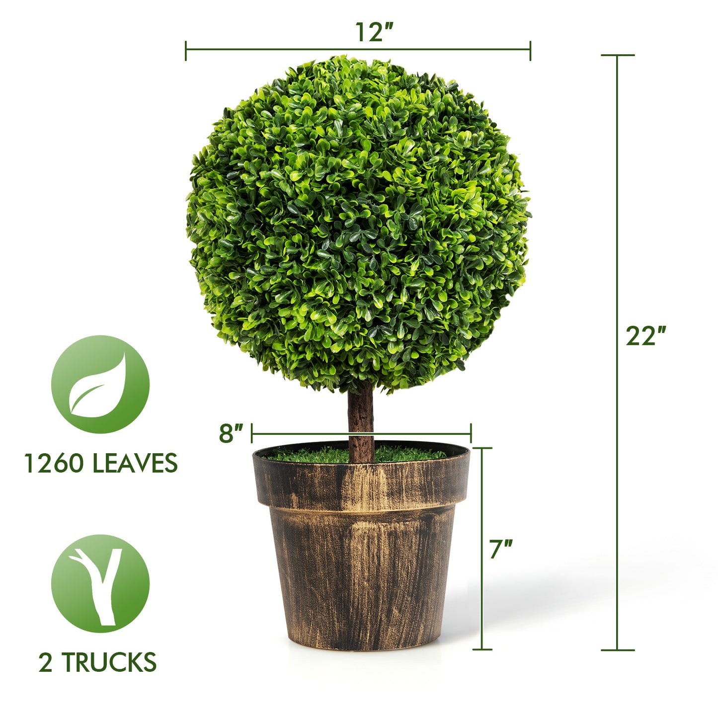 Artificial Ball Tree set of 2 with Natural Look and Water Resistance Kids Crystal