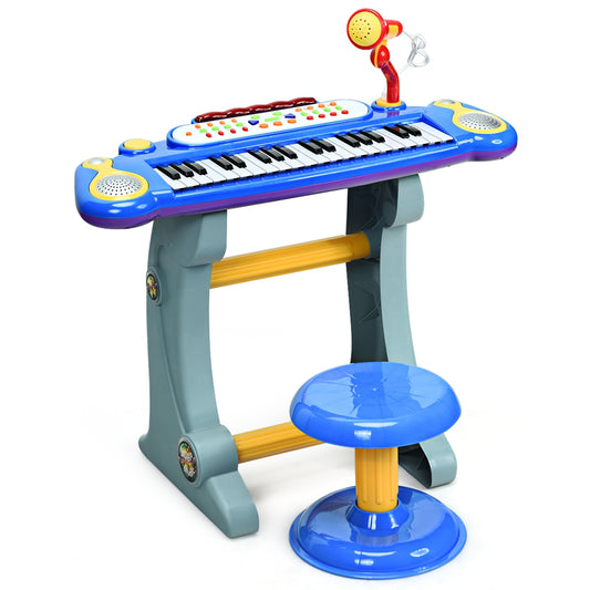 37 Key Electronic Keyboard Kids Toy Piano-Blue Kids Crystal