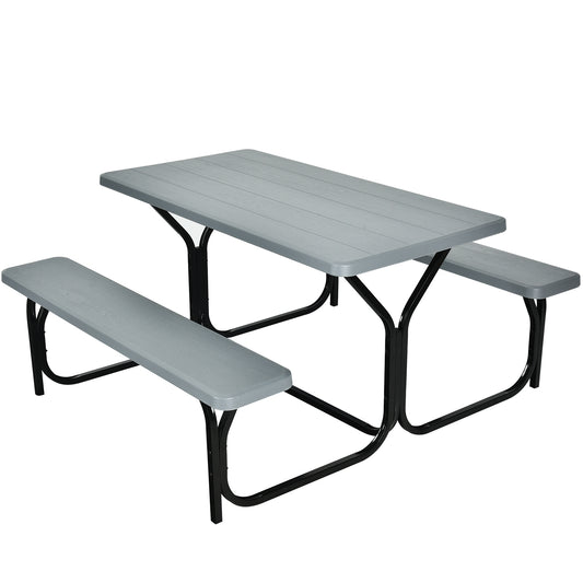 Picnic Table Bench Set for Outdoor Camping -Gray Kids Crystal