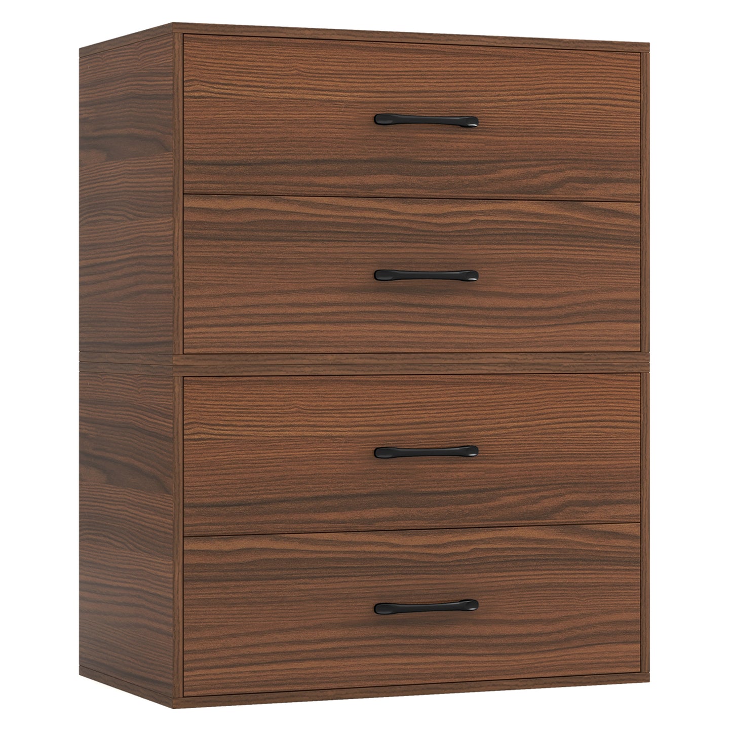 2-Drawer Stackable Horizontal Storage Cabinet Dresser Chest with Handles-Dark Brown Kids Crystal