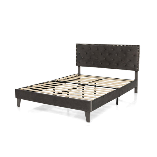 Full/Queen Size Upholstered Platform Bed with Tufted Headboard-Queen Size Kids Crystal