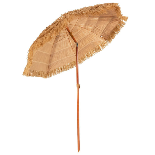 6.5 Feet Portable Thatched Tiki Beach Umbrella with Adjustable Tilt for Poolside and Backyard Kids Crystal