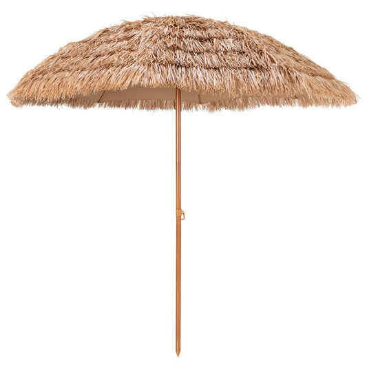 8 Feet Patio Thatched Tiki Umbrella Hawaiian Hula Beach Umbrella Kids Crystal