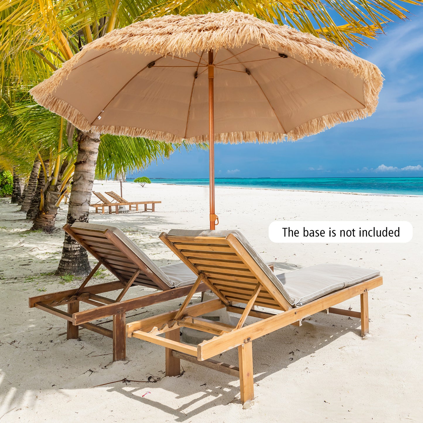 8 Feet Patio Thatched Tiki Umbrella Hawaiian Hula Beach Umbrella Kids Crystal