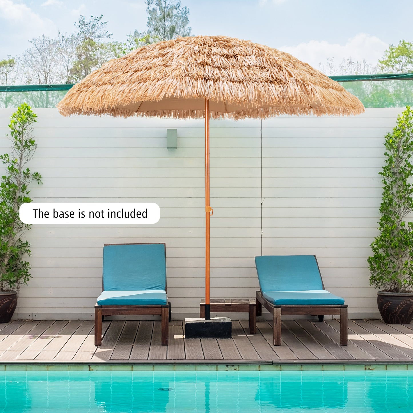 8 Feet Patio Thatched Tiki Umbrella Hawaiian Hula Beach Umbrella Kids Crystal