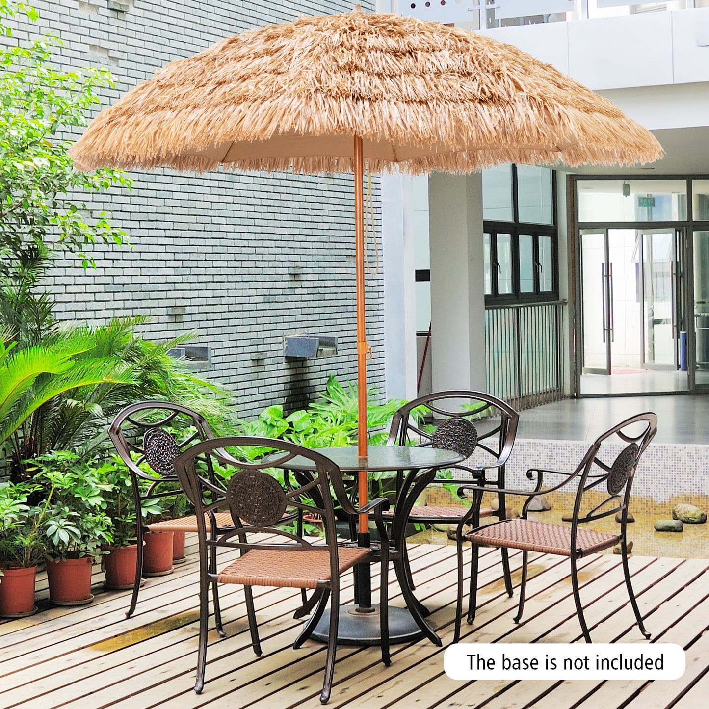 8 Feet Patio Thatched Tiki Umbrella Hawaiian Hula Beach Umbrella Kids Crystal
