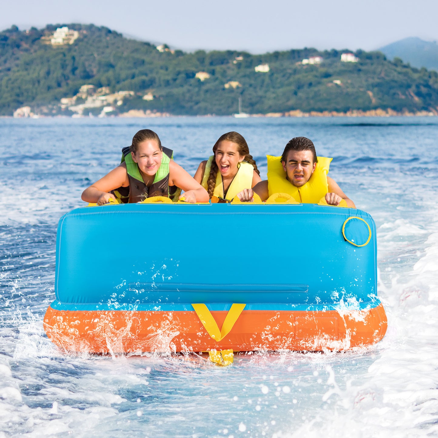 Towable Tube for Boating 3 Riders Water Sport Towables Sofa Pull Tube with Nylon Cover Kids Crystal