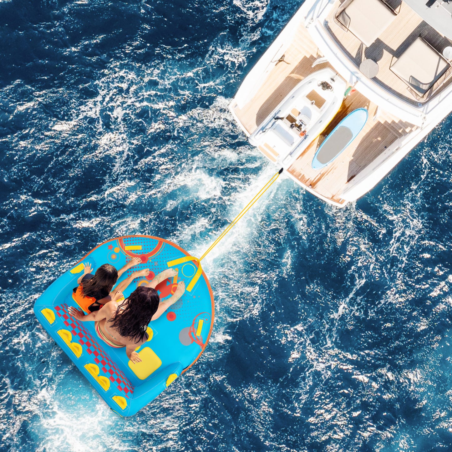 Towable Tube for Boating 3 Riders Water Sport Towables Sofa Pull Tube with Nylon Cover Kids Crystal