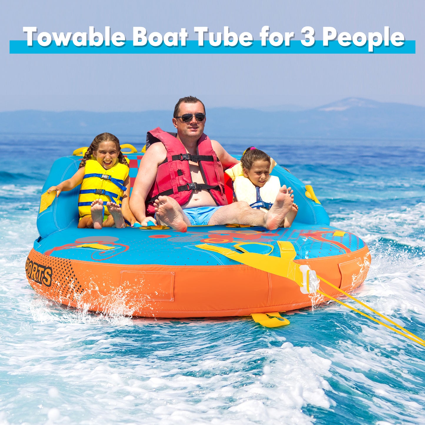 Towable Tube for Boating 3 Riders Water Sport Towables Sofa Pull Tube with Nylon Cover Kids Crystal