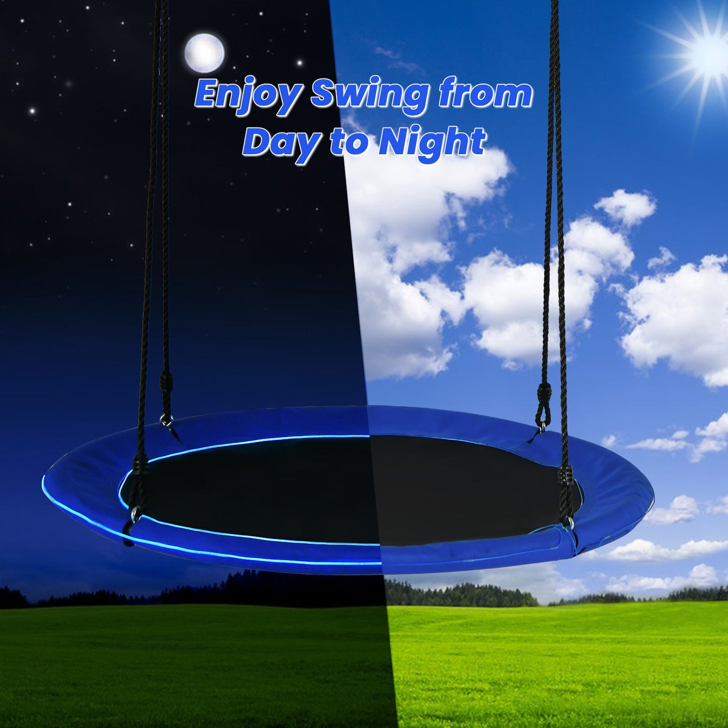 40 Inches Saucer Tree Swing for Kids and Adults-Navy Kids Crystal