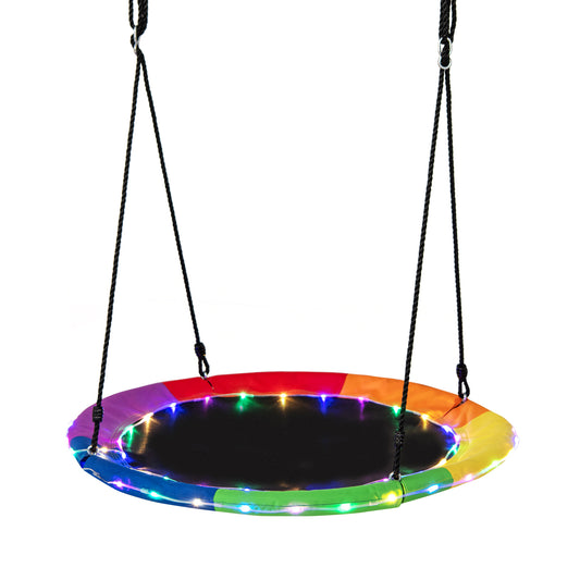40 Inches Saucer Tree Swing for Kids and Adults-Multicolor Kids Crystal