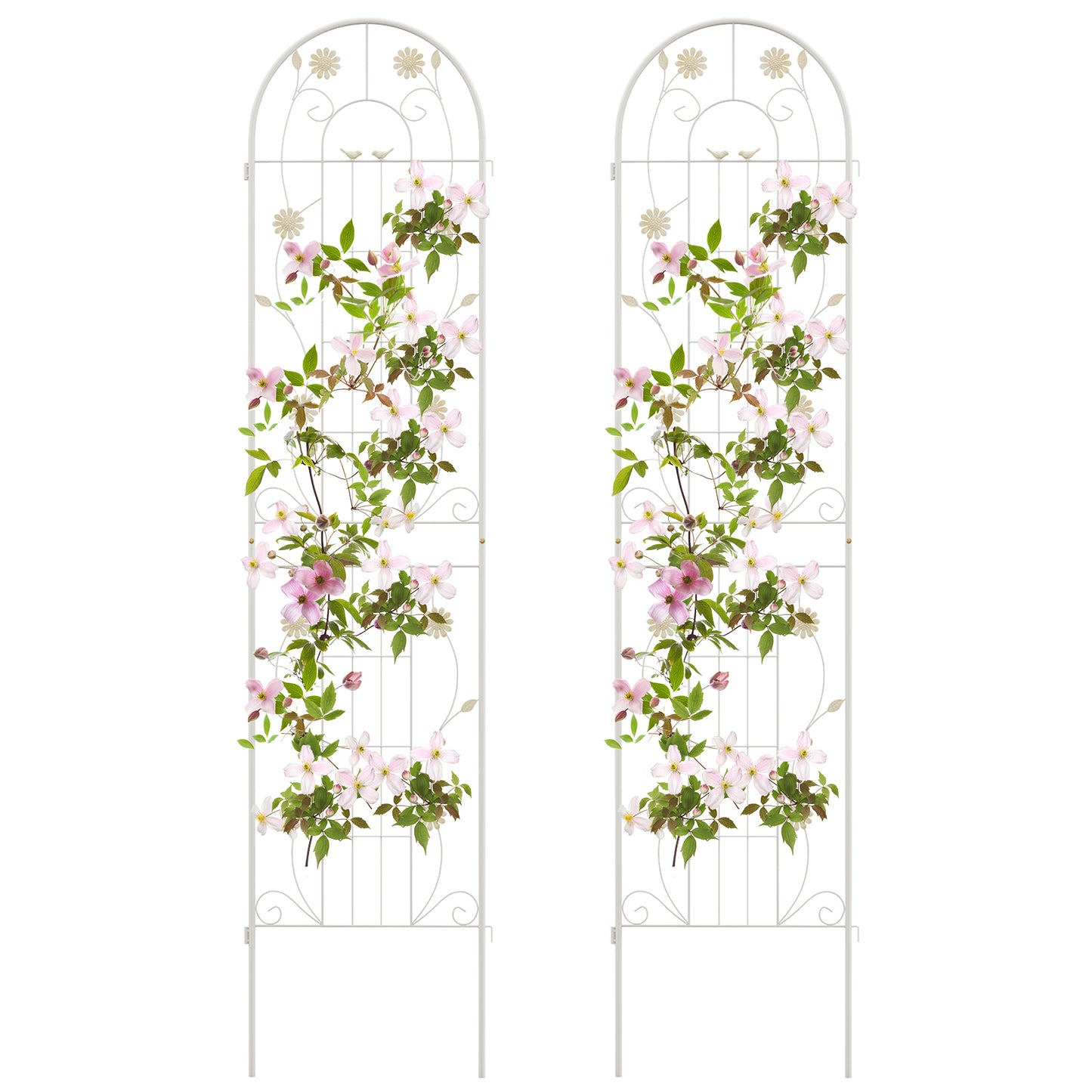 2 Pack 86.5 x 20 Inches Metal Garden Trellis for Climbing Plants-White Kids Crystal