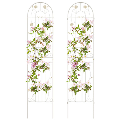 2 Pack 86.5 x 20 Inches Metal Garden Trellis for Climbing Plants-White