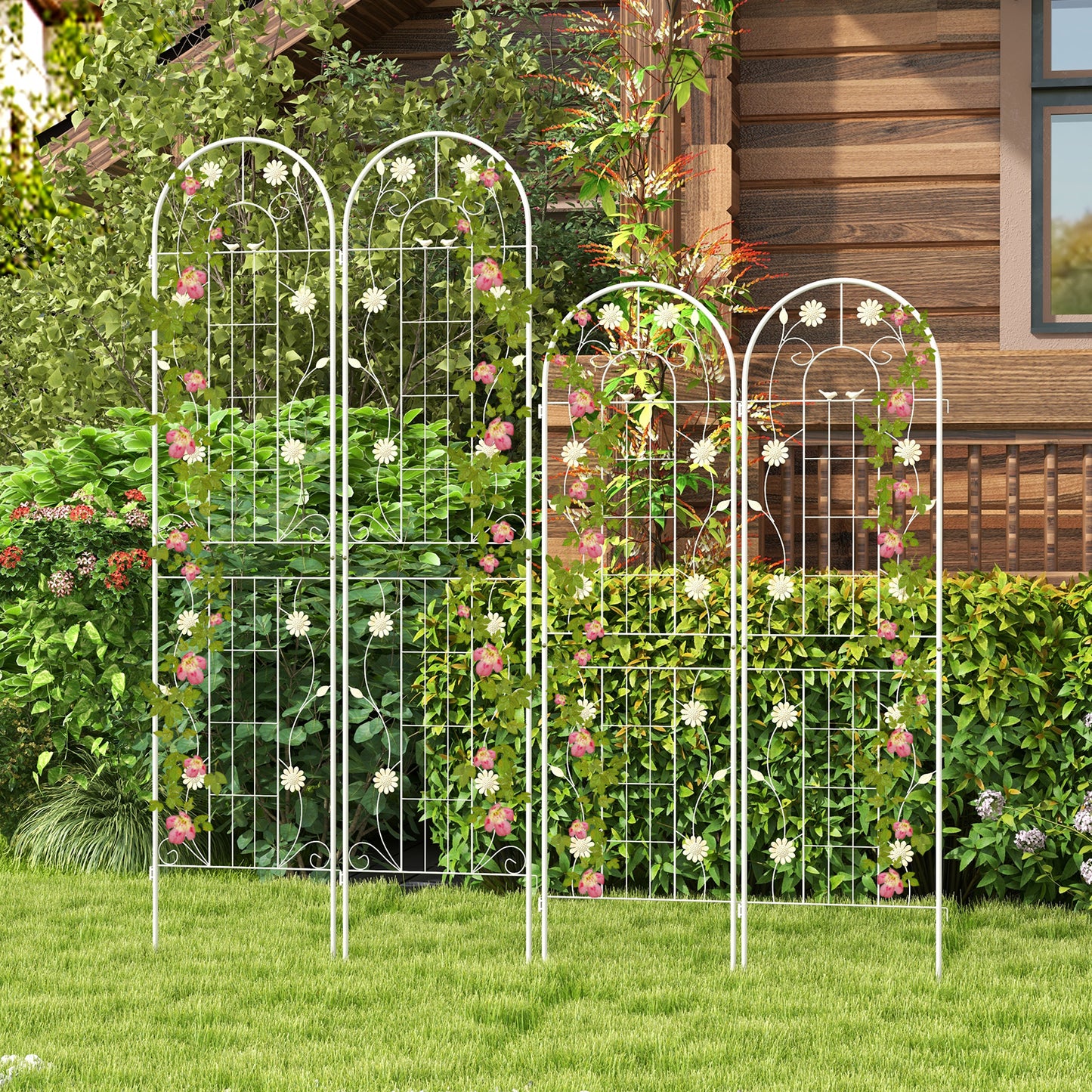 2 Pack 86.5 x 20 Inches Metal Garden Trellis for Climbing Plants-White Kids Crystal