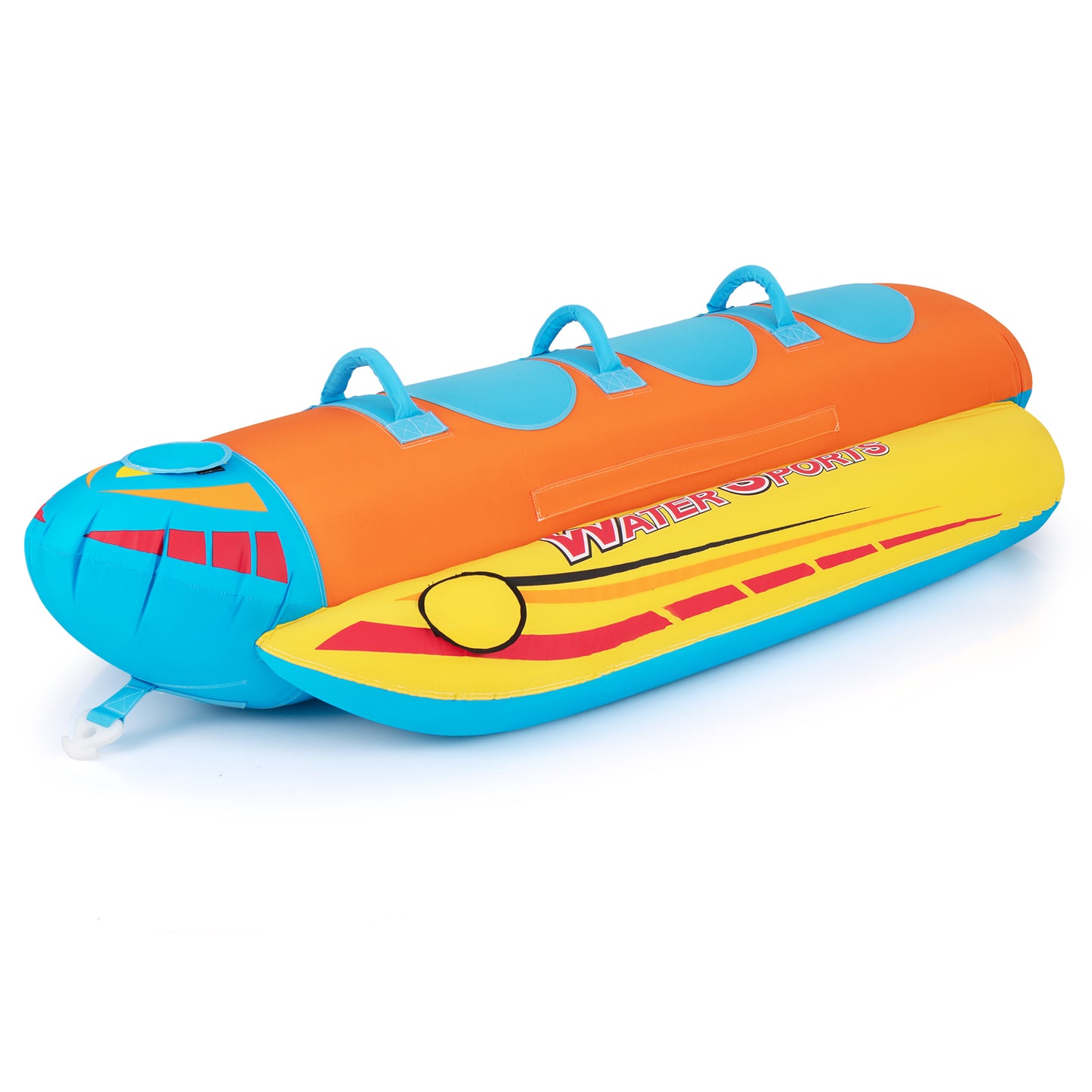 3-Person Inflatable Banana Boat with 3 EVA-padded Seats and Handles Kids Crystal