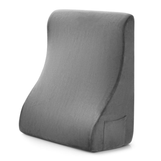 Bed Wedge Pillow with Tablet Pillow Stand and Side Pockets-Gray Kids Crystal