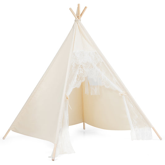 Kids Lace Teepee Tent Folding Children Playhouse with Bag Kids Crystal
