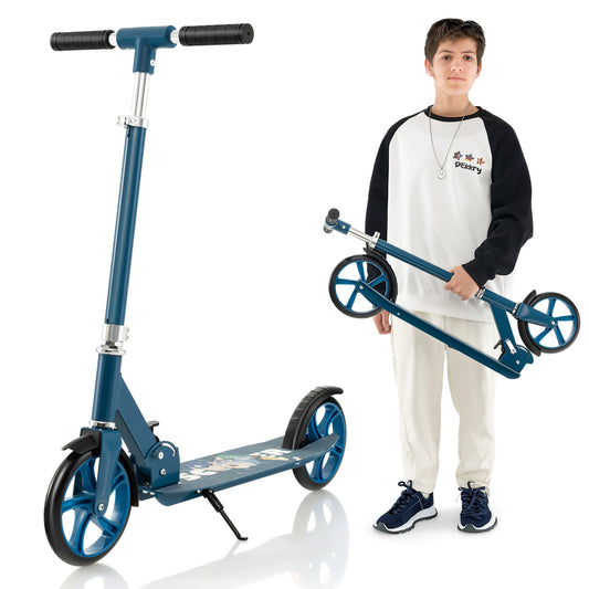 Folding Aluminum Alloy Scooter with 3 Adjustable Heights-Blue Kids Crystal