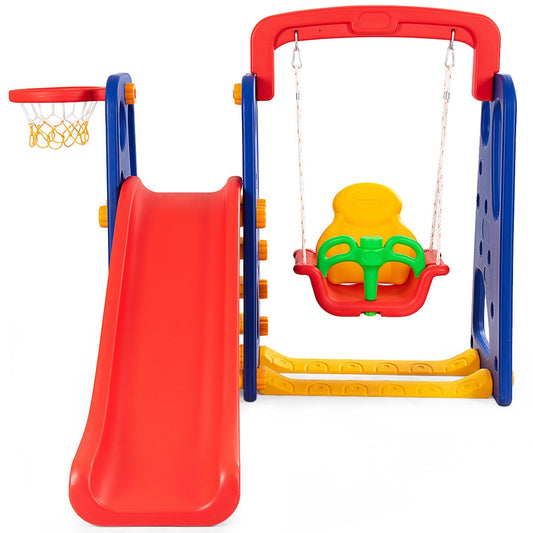 3-in-1 Junior Children Climber Slide Playset Kids Crystal
