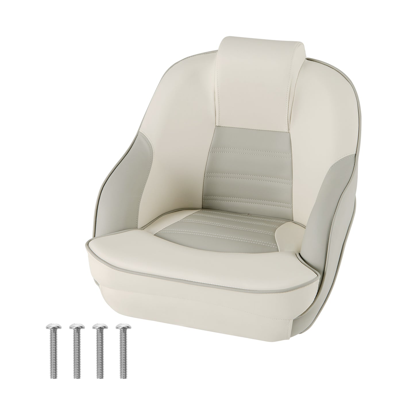 Captain Bucket Seat with Waterproof PVC Leather for Boat Sightseeing-White Kids Crystal