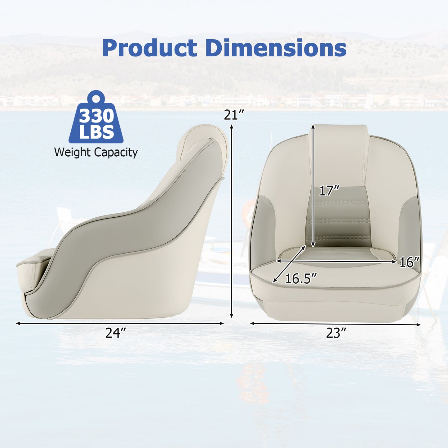 Captain Bucket Seat with Waterproof PVC Leather for Boat Sightseeing-White Kids Crystal