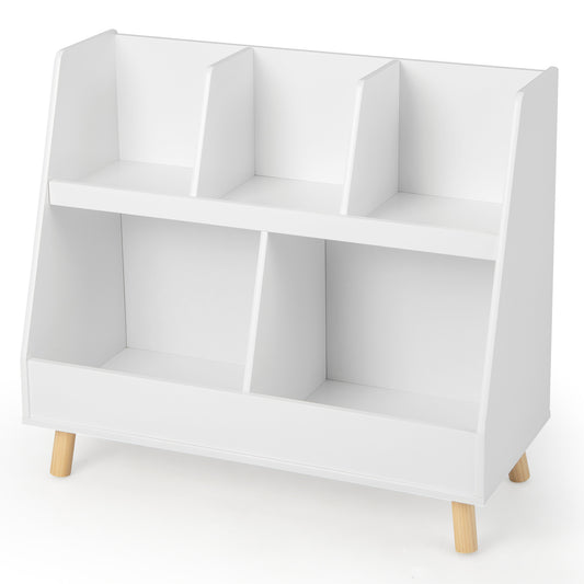 5-Cube Kids Bookshelf and Toy Organizer with Anti-Tipping Kits-White Kids Crystal