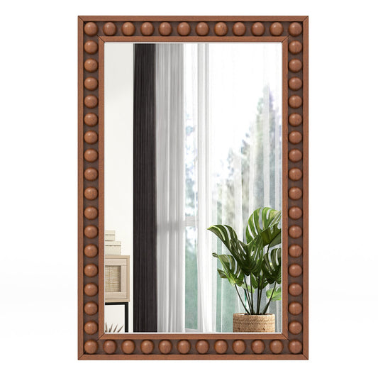 24 x 36 Inches Rustic Wall Mirror with Solid Wood Frame for Living Room Bedroom-Brown Kids Crystal
