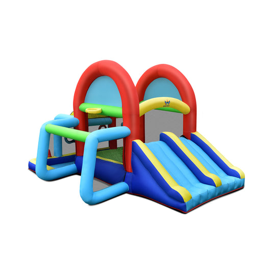Inflatable Jumping Castle Bounce House with Dual Slides without Blower Kids Crystal