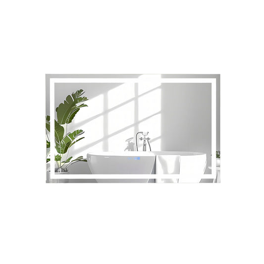 LED Bathroom Mirror Wall Mounted Rectangle Mirror with 3-Color Dimmable Lights-L Kids Crystal
