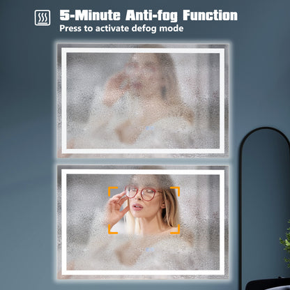 LED Bathroom Mirror Wall Mounted Rectangle Mirror with 3-Color Dimmable Lights-S